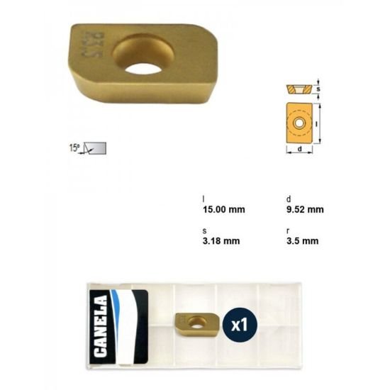 Picture of Canela Tool ADMW1503R3.5TIN25-C Milling Insert Paralelagram TiN + TiC + TiN